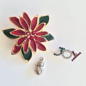 Vintage 80s holiday brooch, pin, and charm costume jewelry lot